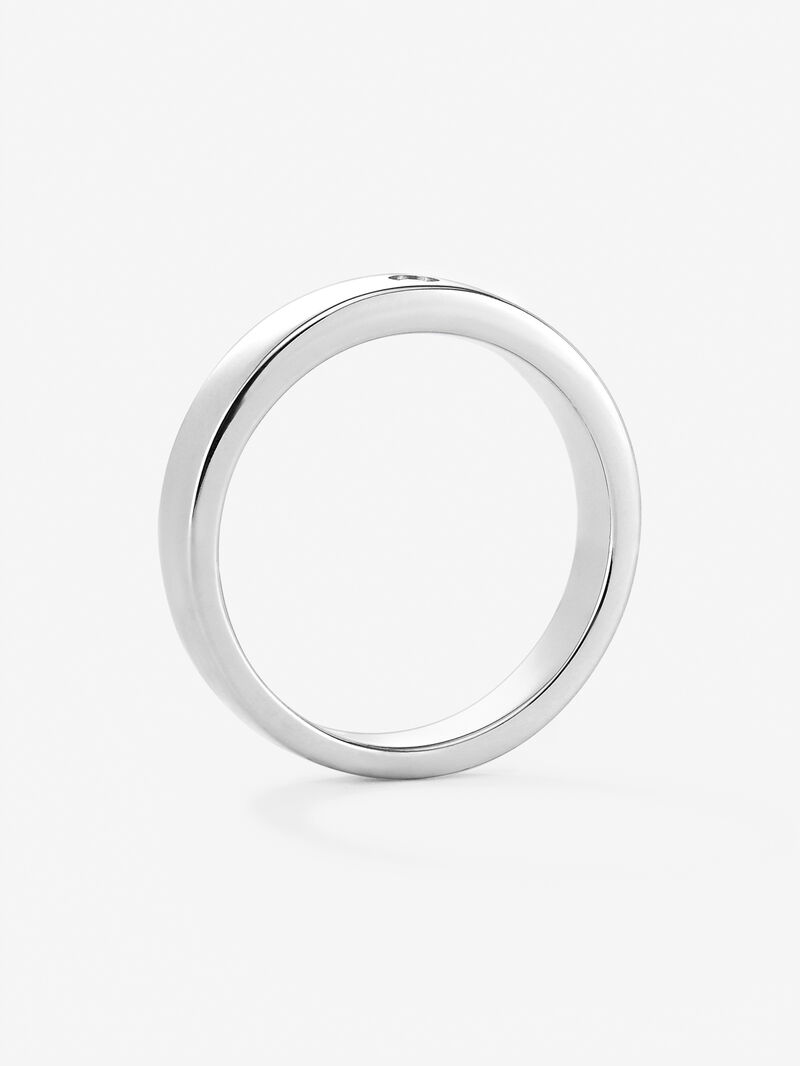18K White Gold Wedding Alliance Ring with Diamond image number 4