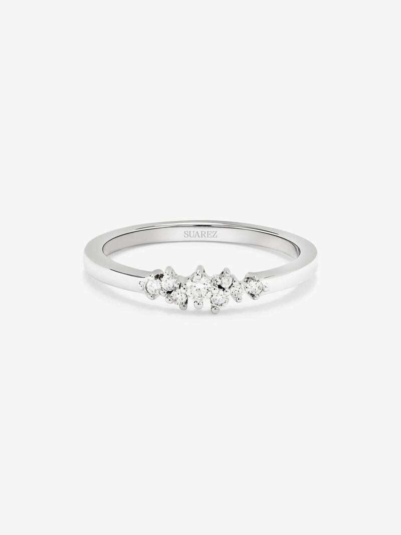 18K white gold ring with 8 brilliant-cut diamonds with a total of 0.1 cts image number 1