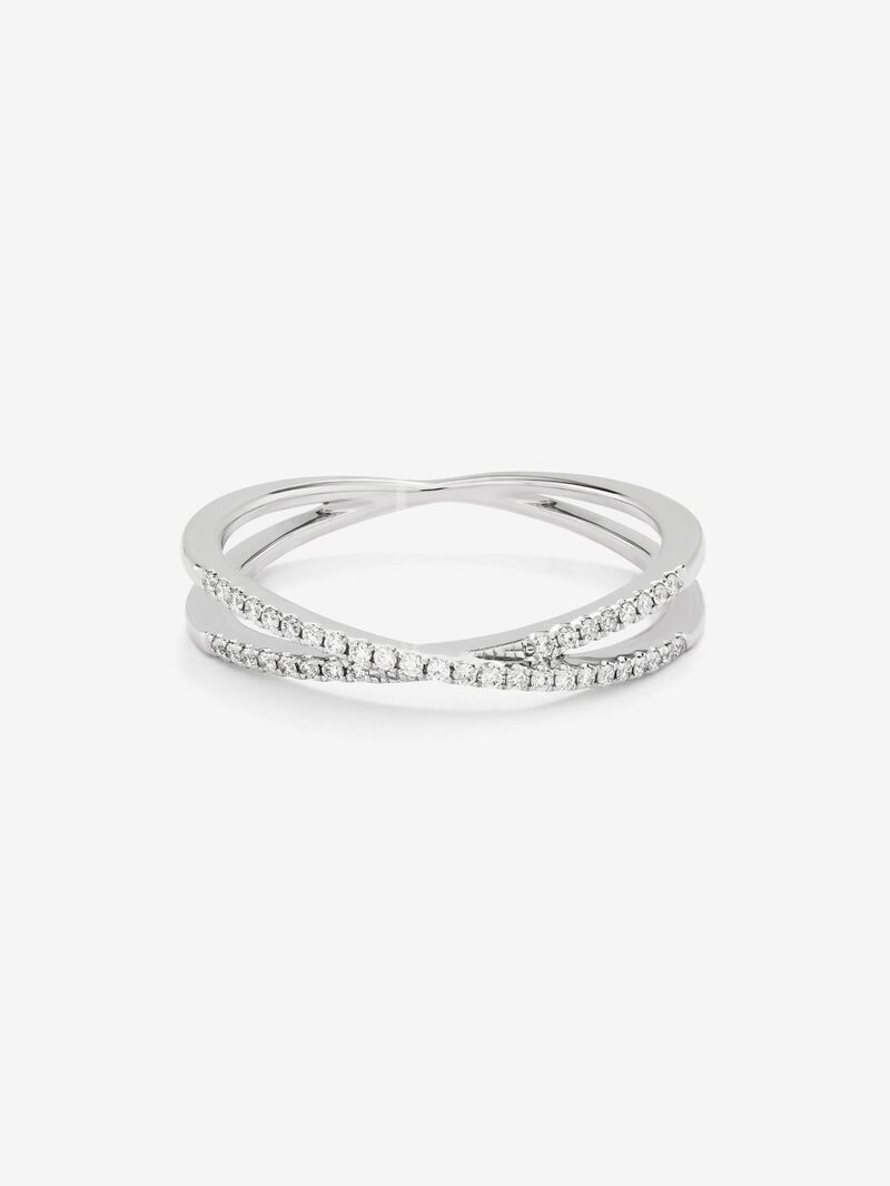 18K White Gold Double Diamond Ring image number 2