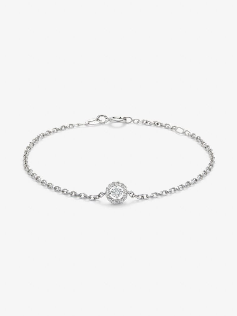 18K white gold chain bracelet with solitary diamond and diamond urla image number 0