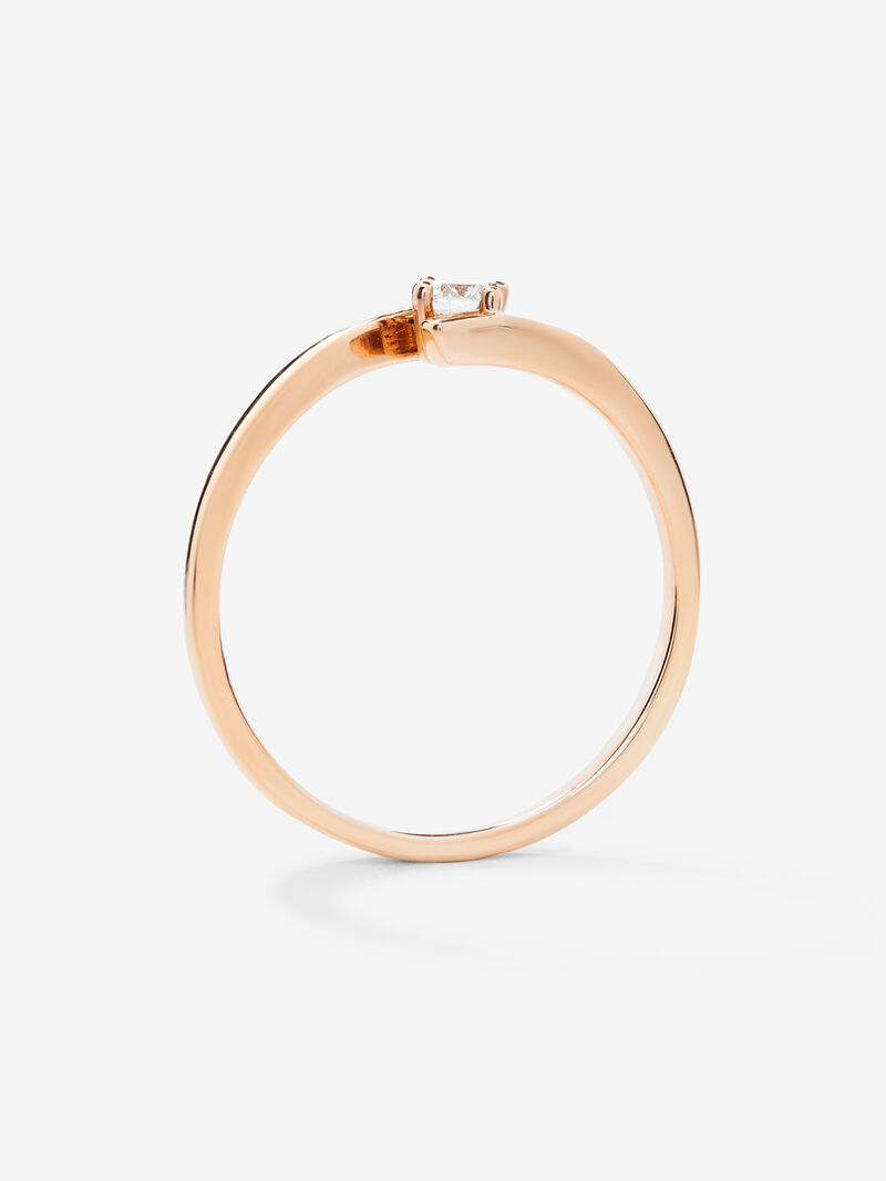 18K rose gold solitaire ring with 0.1 ct brilliant cut diamond image number 4