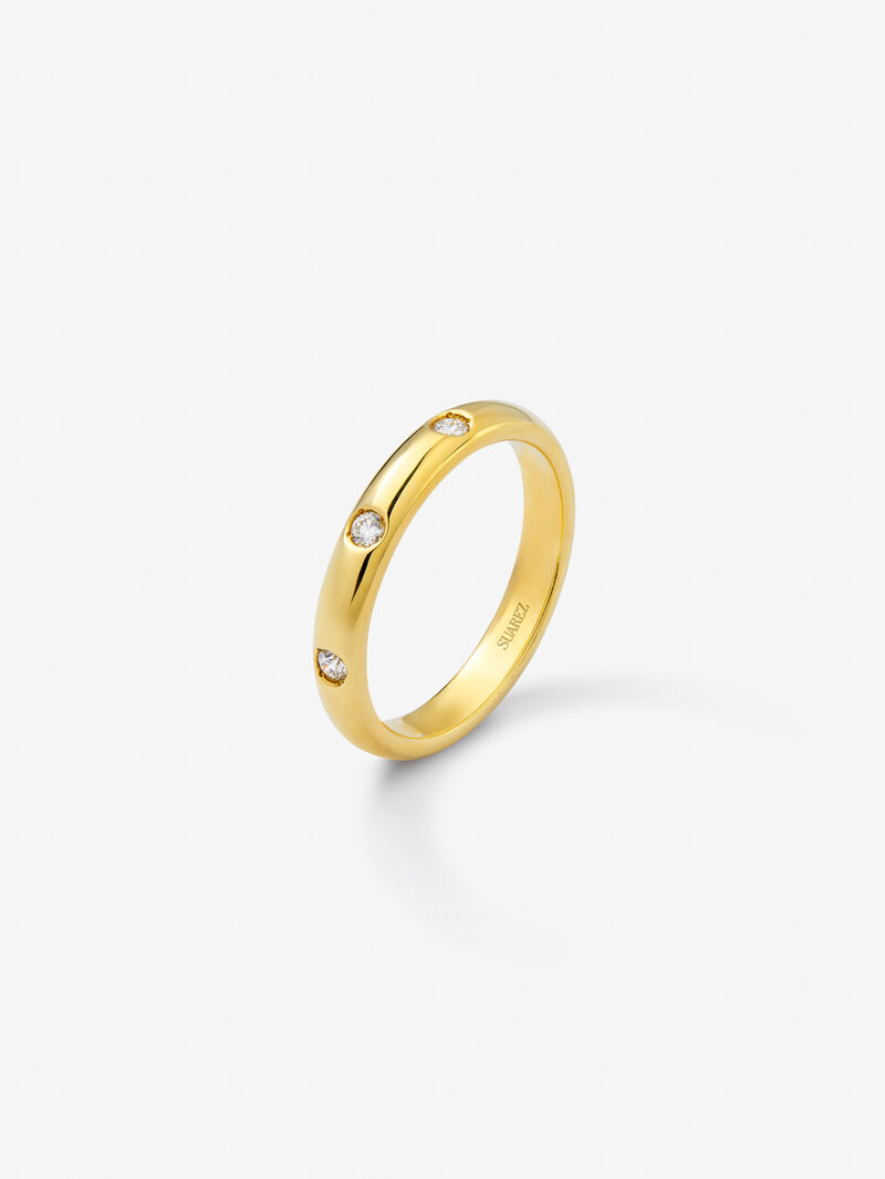 18K Yellow Gold Wedding Alliance ring with diamonds image number 0