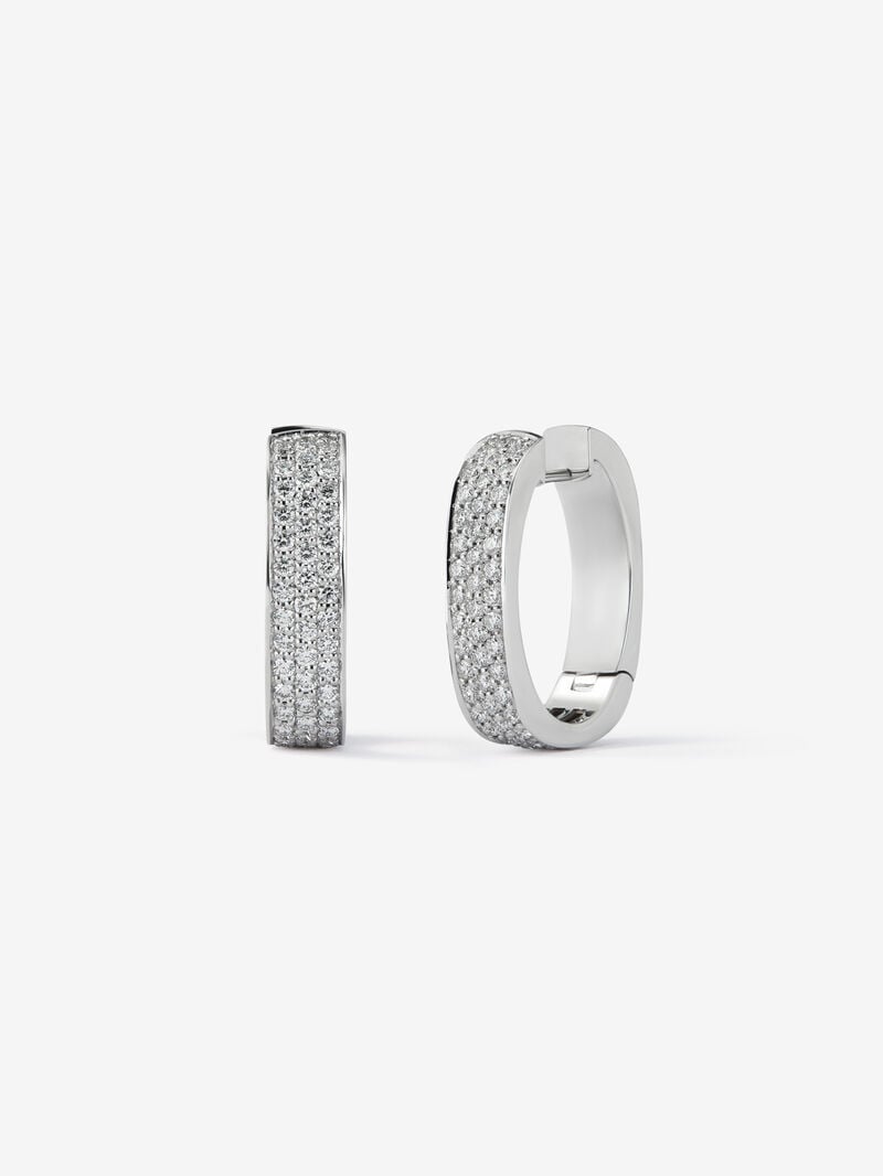 18K White Gold Earrings with Brilliant-Cut Pavé Diamonds image number 0