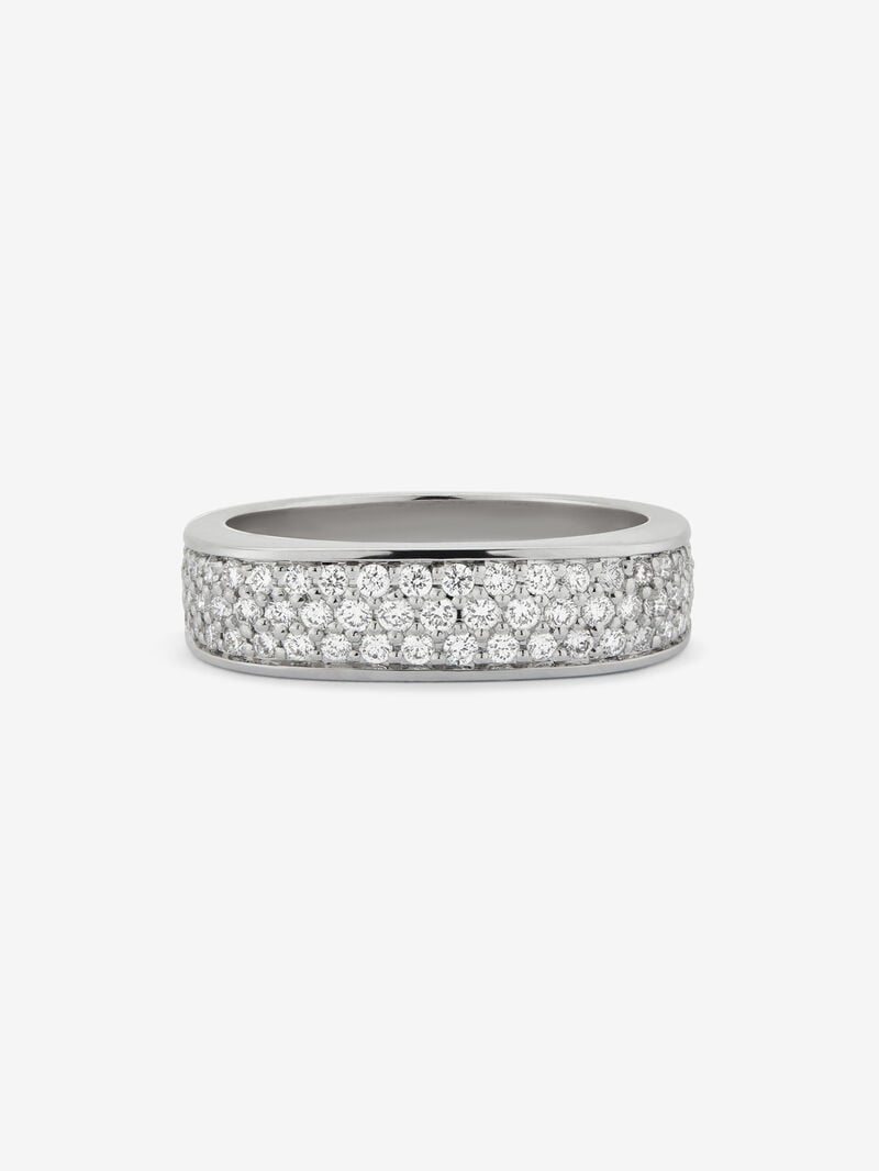 18K White Gold Ring with Brilliant-Cut Pavé Diamonds image number 2