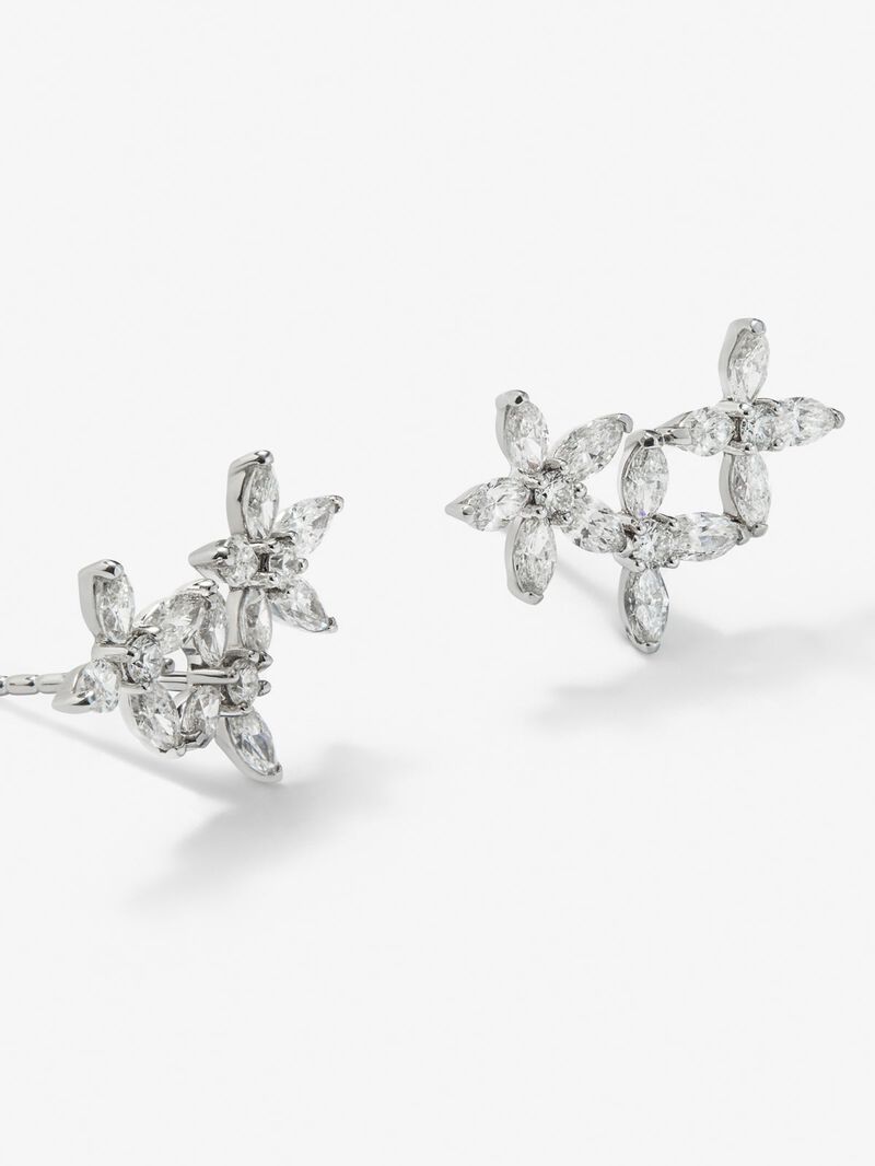 18K white gold star climbing earrings with 24 marquise cut diamonds with a total of 1.31 cts and 6 brilliant cut diamonds with a total of 0.14 cts image number 2