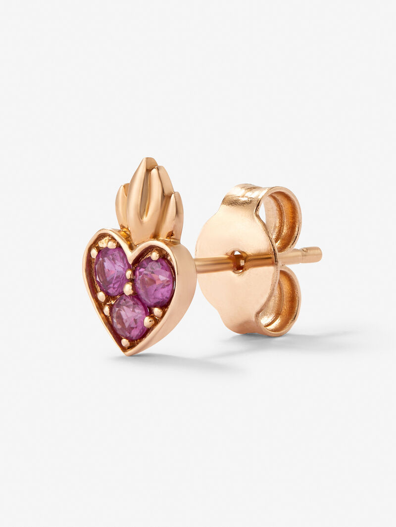 Individual 18kt rose gold heart pendant with 0.14cts pink sapphires. image number 5