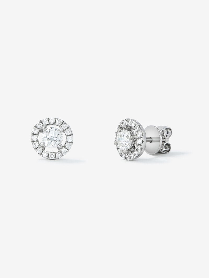 18K White Gold Earrings with solitary diamond and diamond urla image number 0
