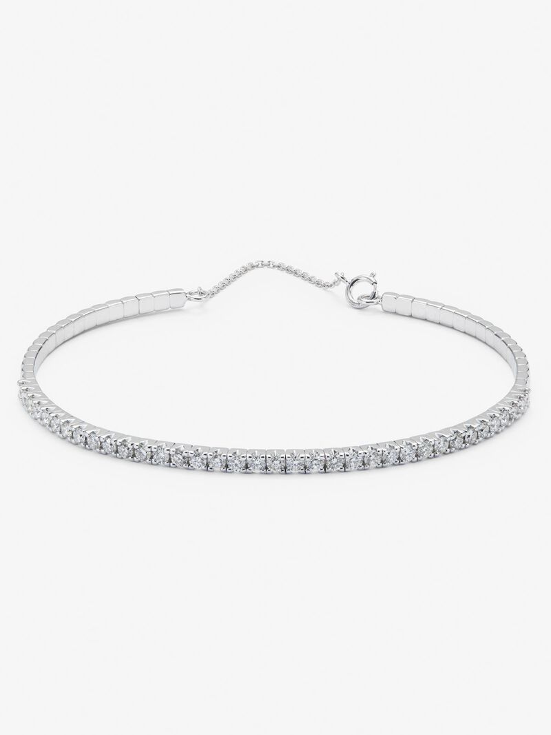 Rigid 18K white gold bracelet with 1.04 ct brilliant-cut white diamonds image number 0