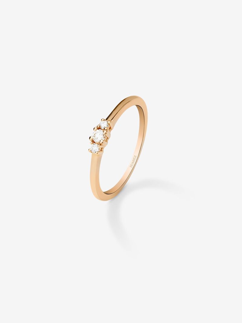 18K rose gold ring with 3 brilliant-cut diamonds with a total of 0.11 cts image number 0