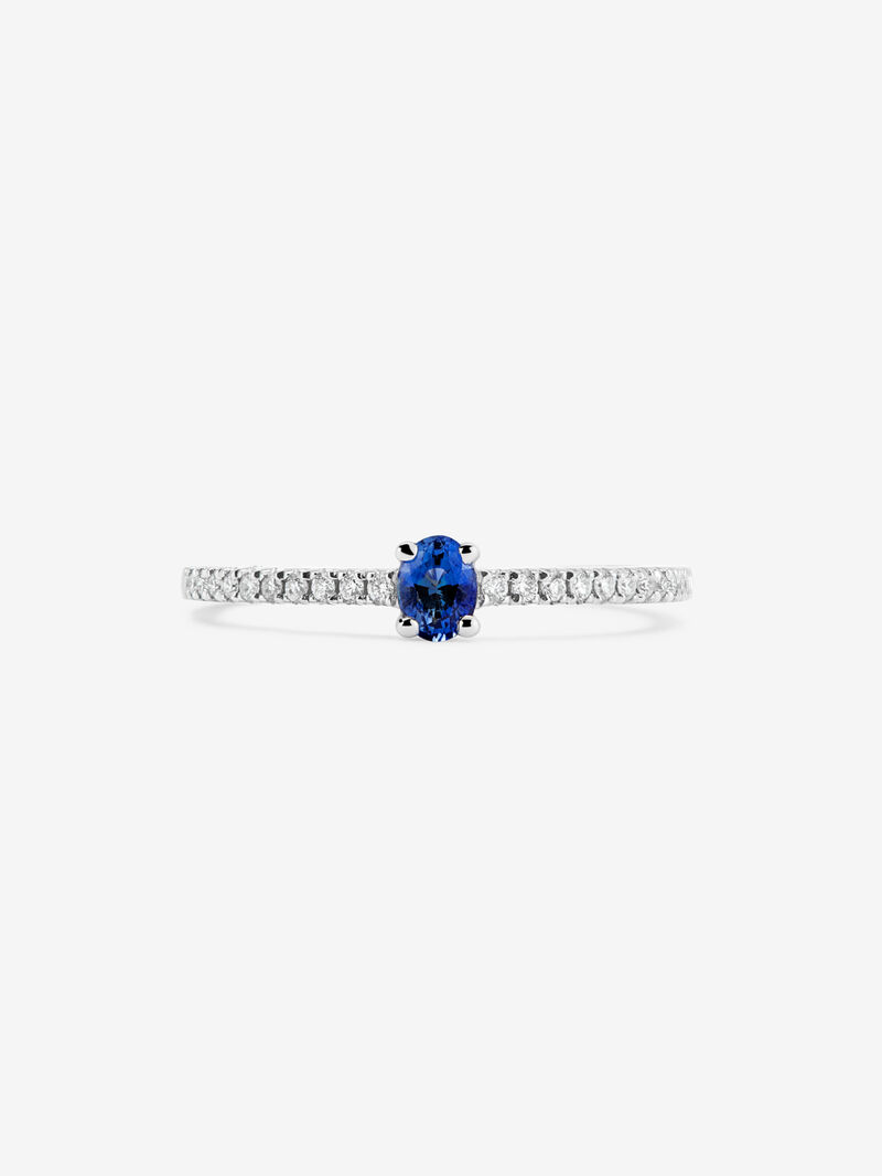 18K White Gold Orla Ring with Zafiro and Diamond image number 2