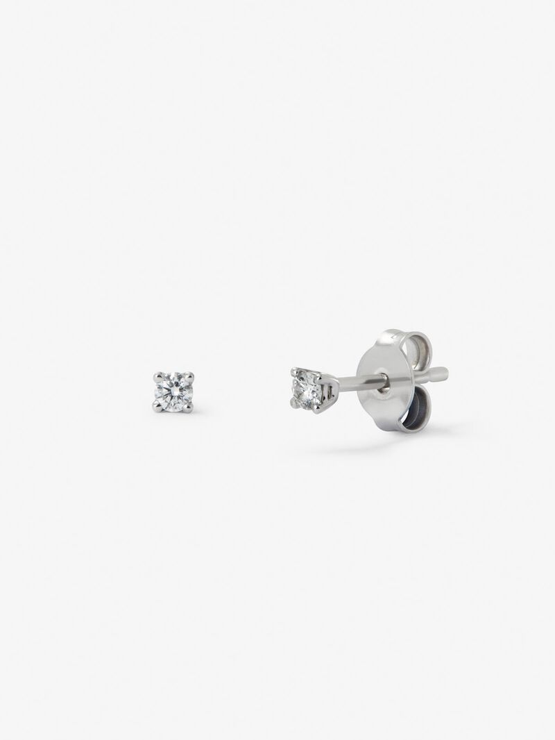 18K white gold solitaire earrings with 2 brilliant-cut diamonds with a total of 0.1 cts image number 0