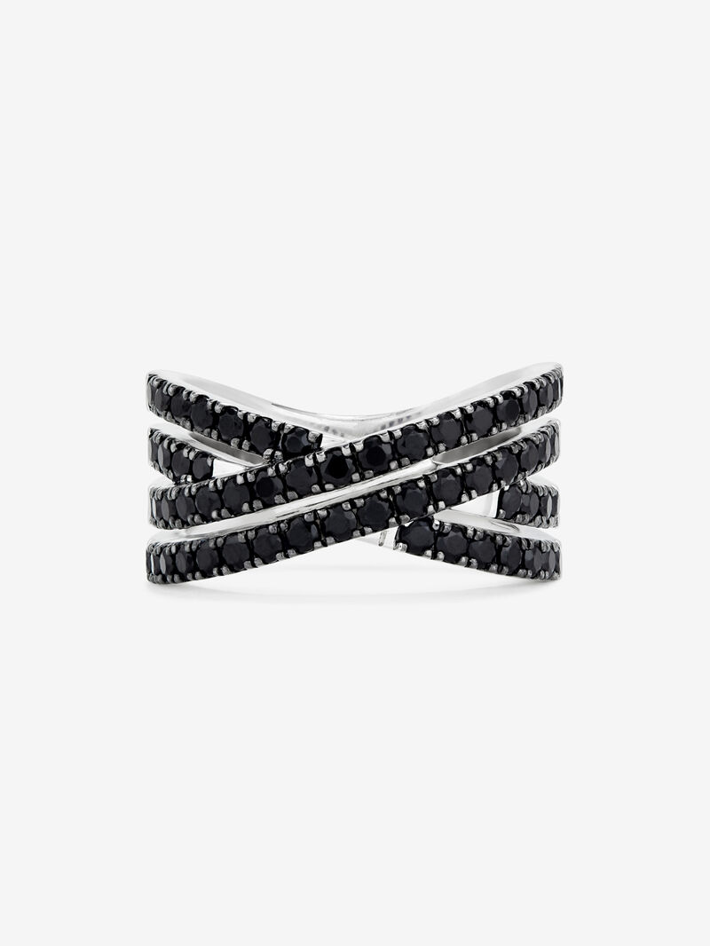 925 silver cross ring with brilliant-cut black spinels image number 1