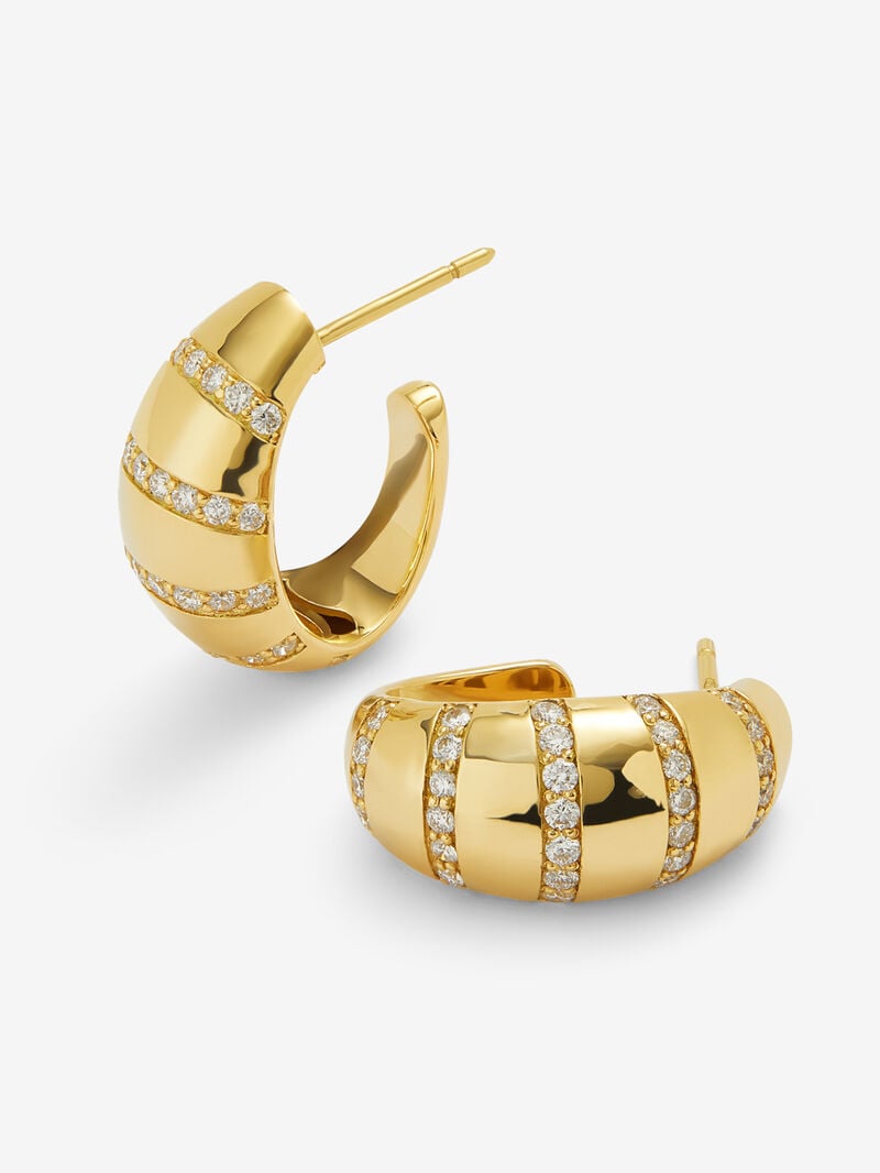 18K Yellow Gold Hoop Earrings with Brilliant-Cut Pavé Diamonds image number 2