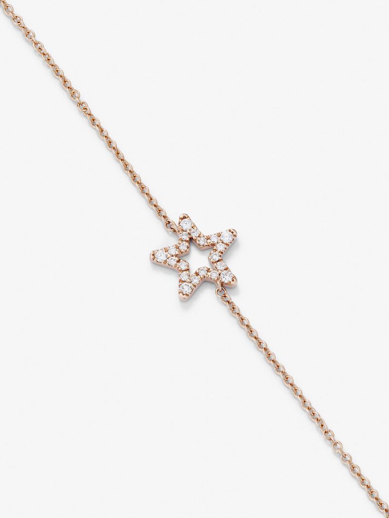 18K Rose Gold Chain Bracelet with Diamond Star image number 4