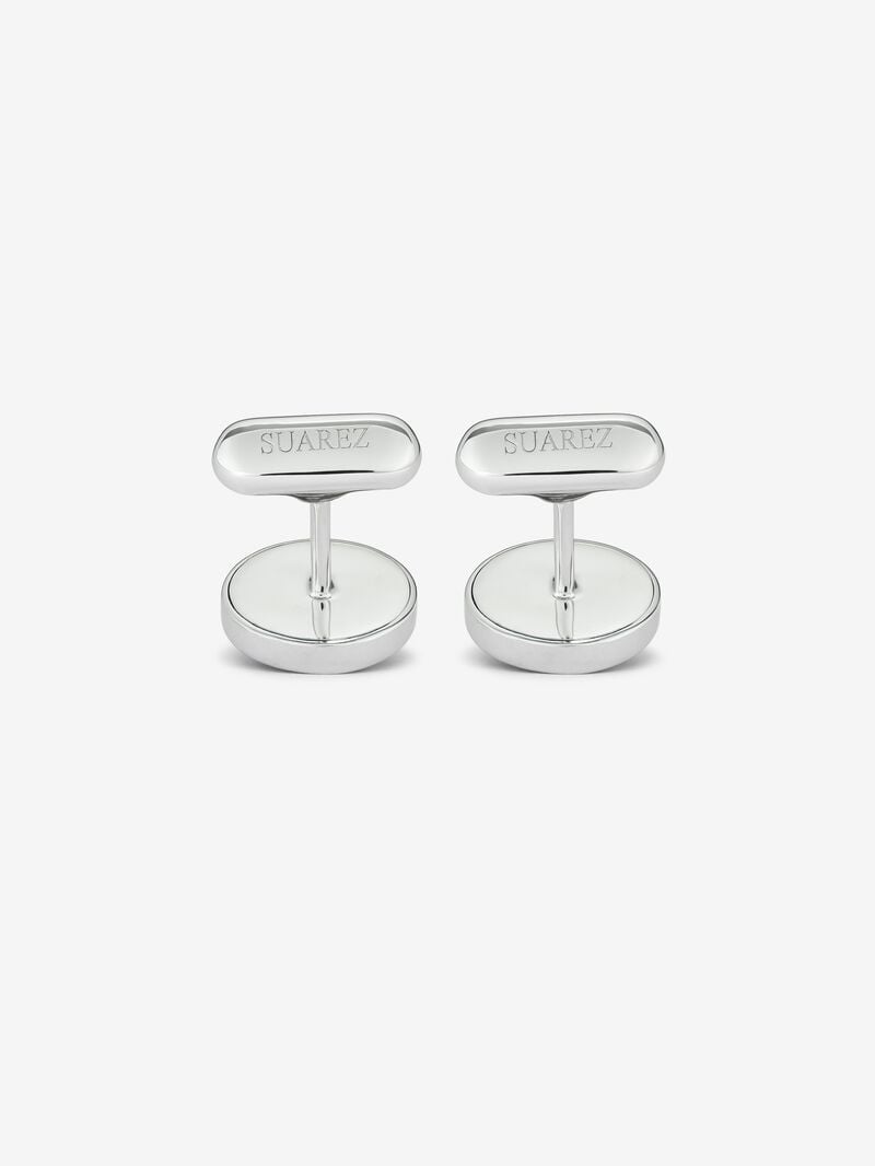 925 silver cufflinks with 2 onyx with a total of 5.44 cts and engraving image number 1