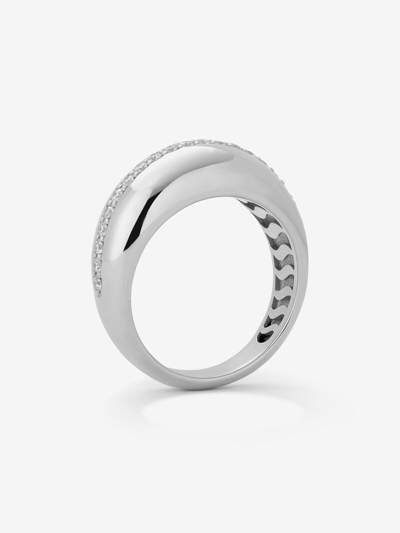 18K White Gold Ring with Brilliant-Cut Pavé Diamonds image number 3