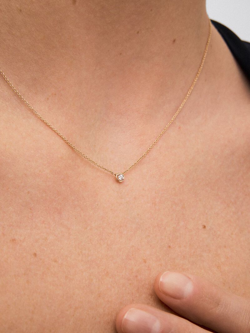 18K rose gold chain pendant with solitary diamond image number 0