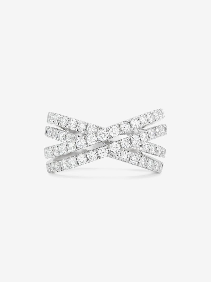 18K white gold cross multi-arm ring with 52 brilliant-cut diamonds with a total of 1.12 cts image number 2