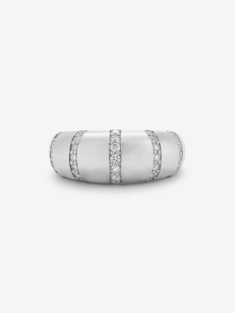 18K White Gold Ring with Brilliant-Cut Pavé Diamonds image number 1