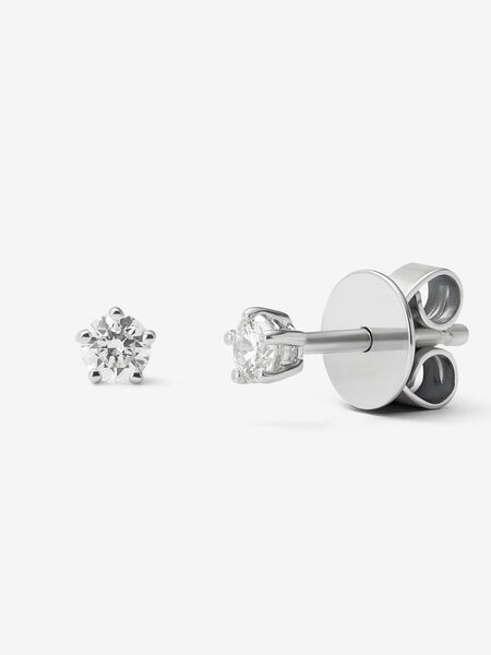 Pendientes solitario de oro blanco de 18kt con diamante de 0,10cts, PE3232-00D010_V