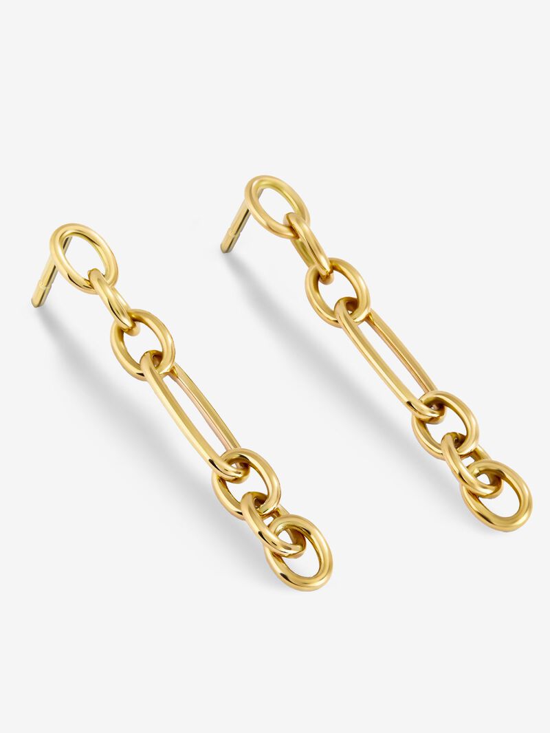 18K Yellow Gold Forza Link Long Earrings image number 2