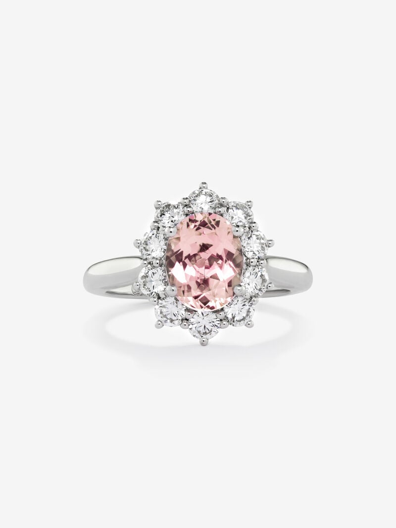 18K White Gold Ring with pink morganita in 1.6 cts and white diamonds in a bright 0.96 cts diamonds image number 2