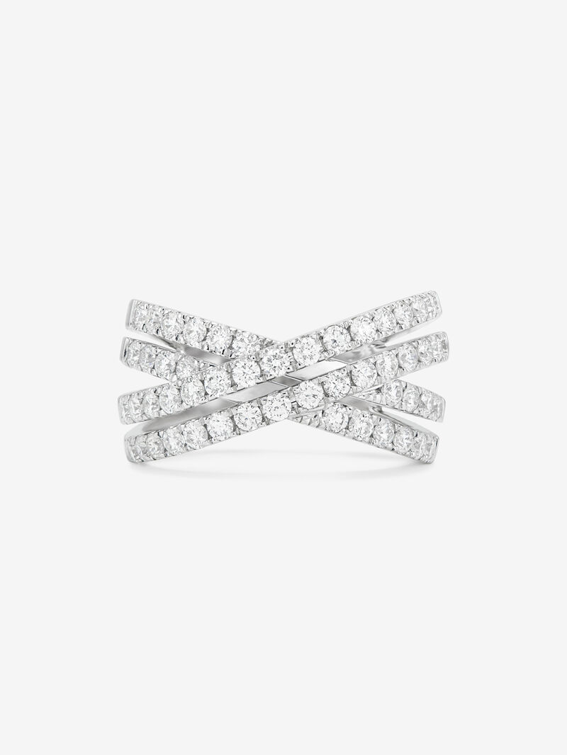 18K white gold cross multi-arm ring with 52 brilliant-cut diamonds with a total of 1.12 cts image number 2