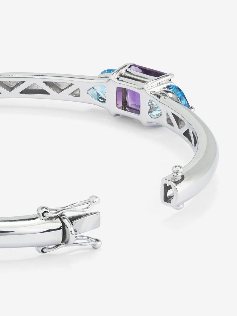925 Silver Rigid Bracelet with Amethyst and Topaz image number 4
