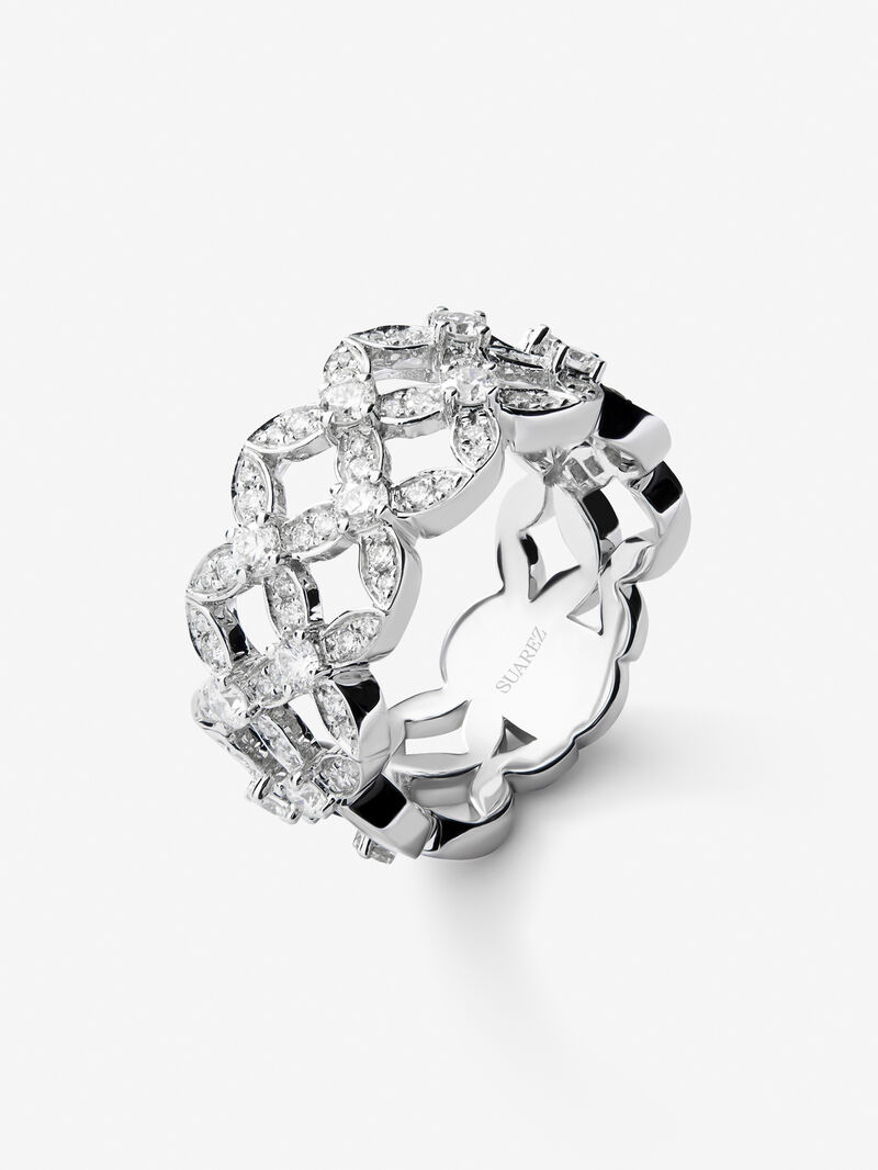 18K white gold ring with 97 brilliant-cut diamonds with a total of 1.14 cts image number 0