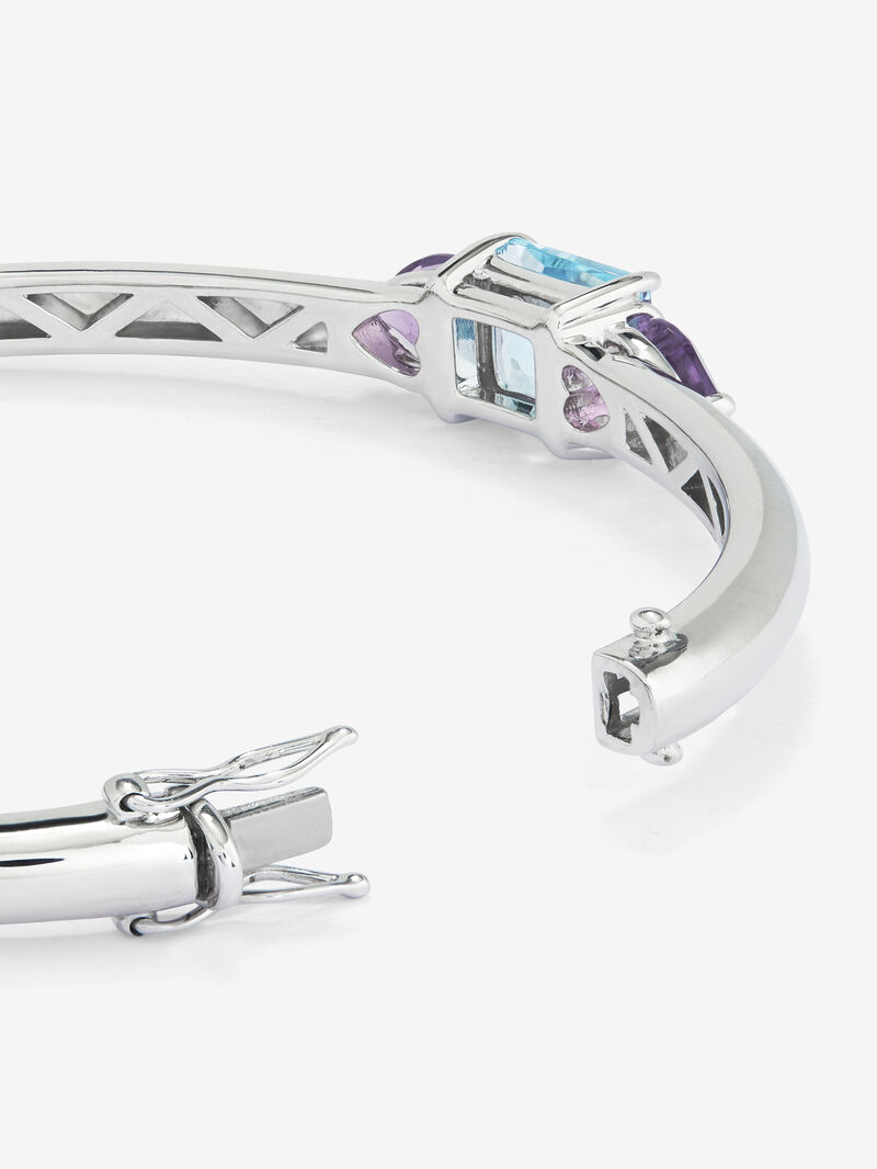 925 Silver rigid bracelet with topaz and amethysts image number 3
