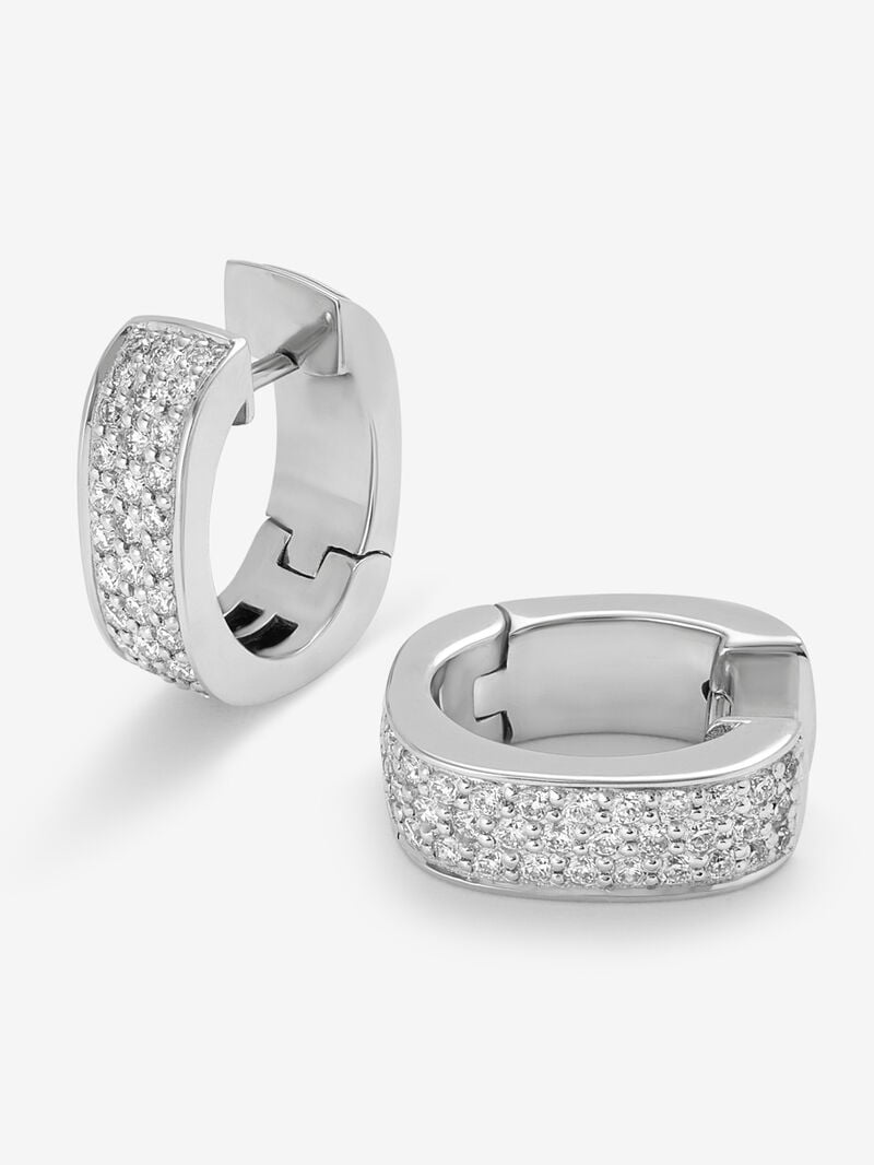18K White Gold Earrings with Brilliant-Cut Pavé Diamonds image number 2