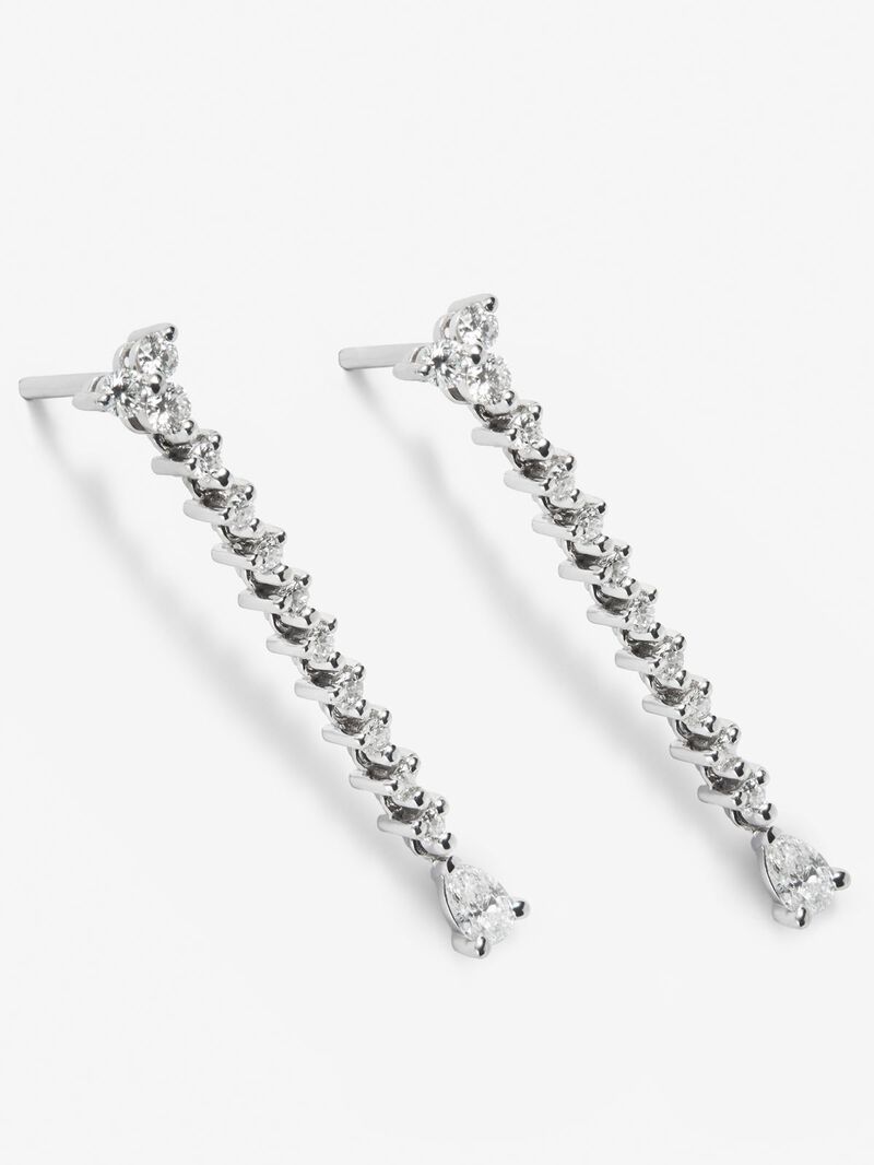 18K white gold earrings with 2 pear-cut diamonds with a total of 0.21 cts and 18 brilliant-cut diamonds with a total of 0.34 cts image number 2
