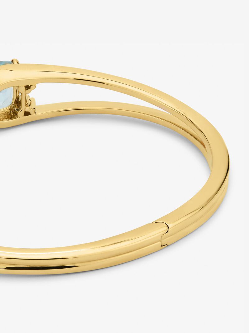 Rigid 18K yellow gold bracelet with 2 sky blue topazes in cushion cut with a total of 0.12 cts image number 3