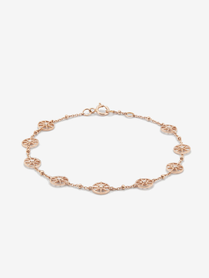 18K Rose Gold Chain Bracelet with Diamond Stars image number 0
