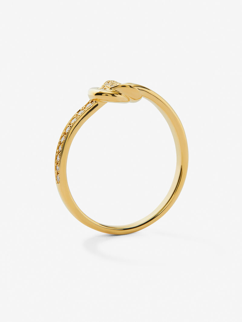 18K yellow gold ring with 15 brilliant-cut diamonds with a total of 0.09 cts and a knot shape image number 4