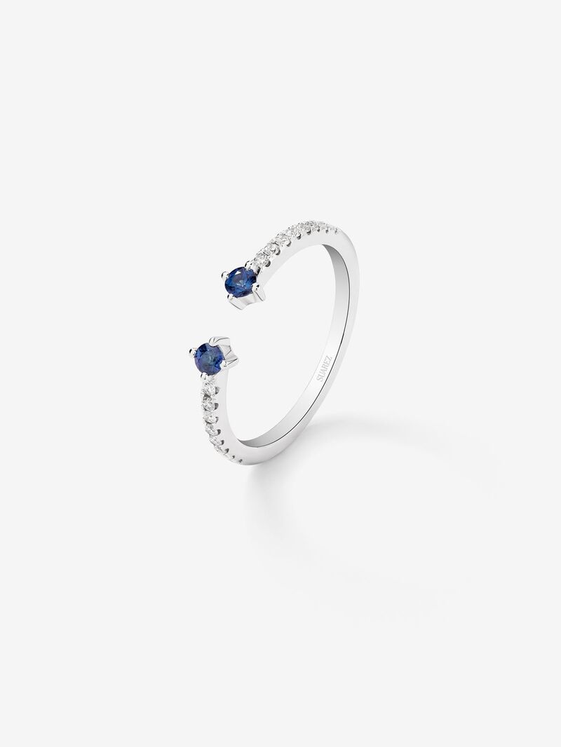 Open 18k White Gold Ring with Sapphire and Diamond image number 0