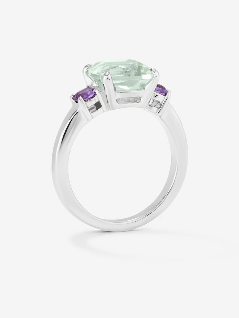 928 Silver Trio Ring with Green and Purple Amethyst image number 4