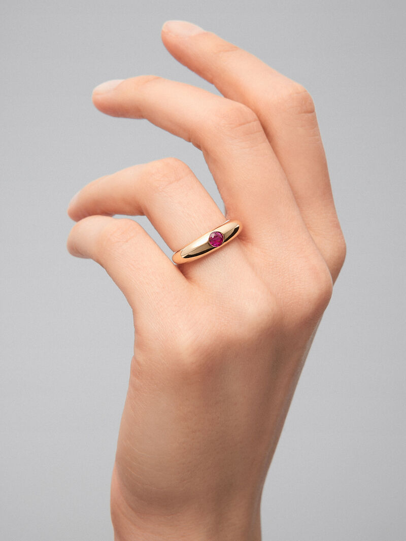 18K yellow gold ring with 0.32 ct brilliant cut ruby image number 3