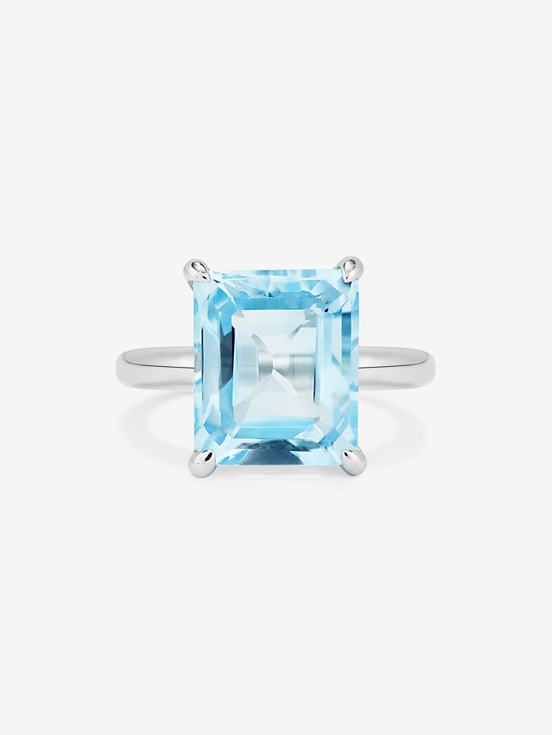 925 silver cocktail ring with sky blue topaz in octagonal cut image number 2