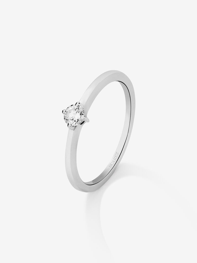 18K white gold ring with 0.15 ct brilliant cut diamond image number 0