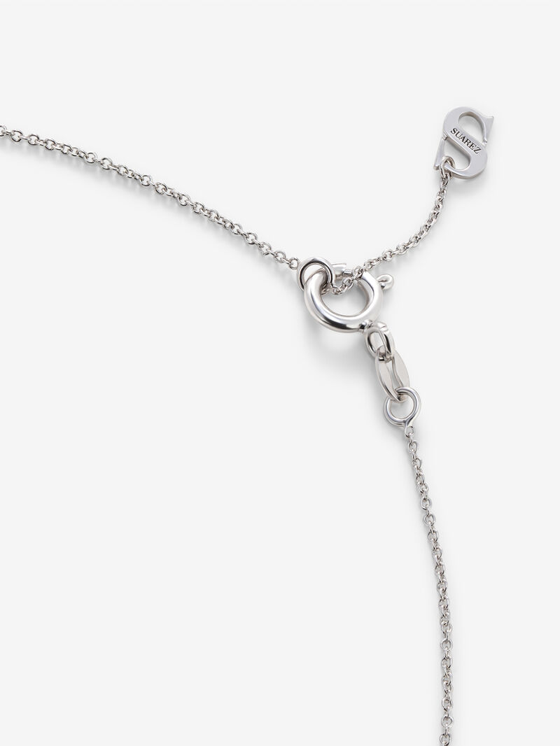 18K white gold pendant chain with sapphire and diamonds. image number 4