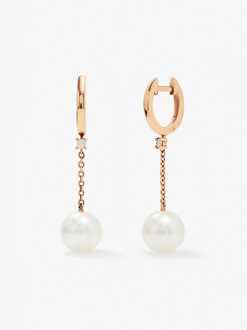18K rose gold and white pink slopes with white 0.07 cts and pearls akoya 8.5 mm image number 0