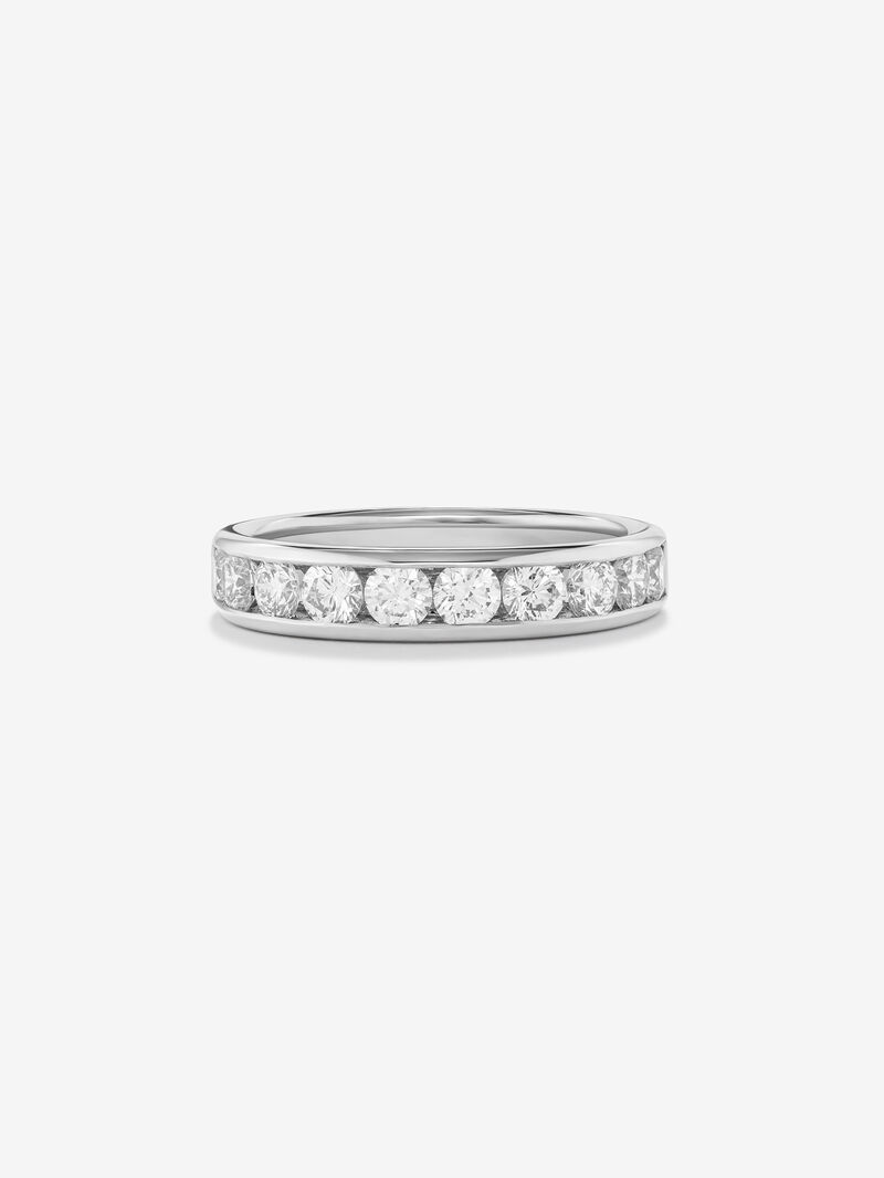 18K white gold half-eternity engagement ring with diamond band. image number 2