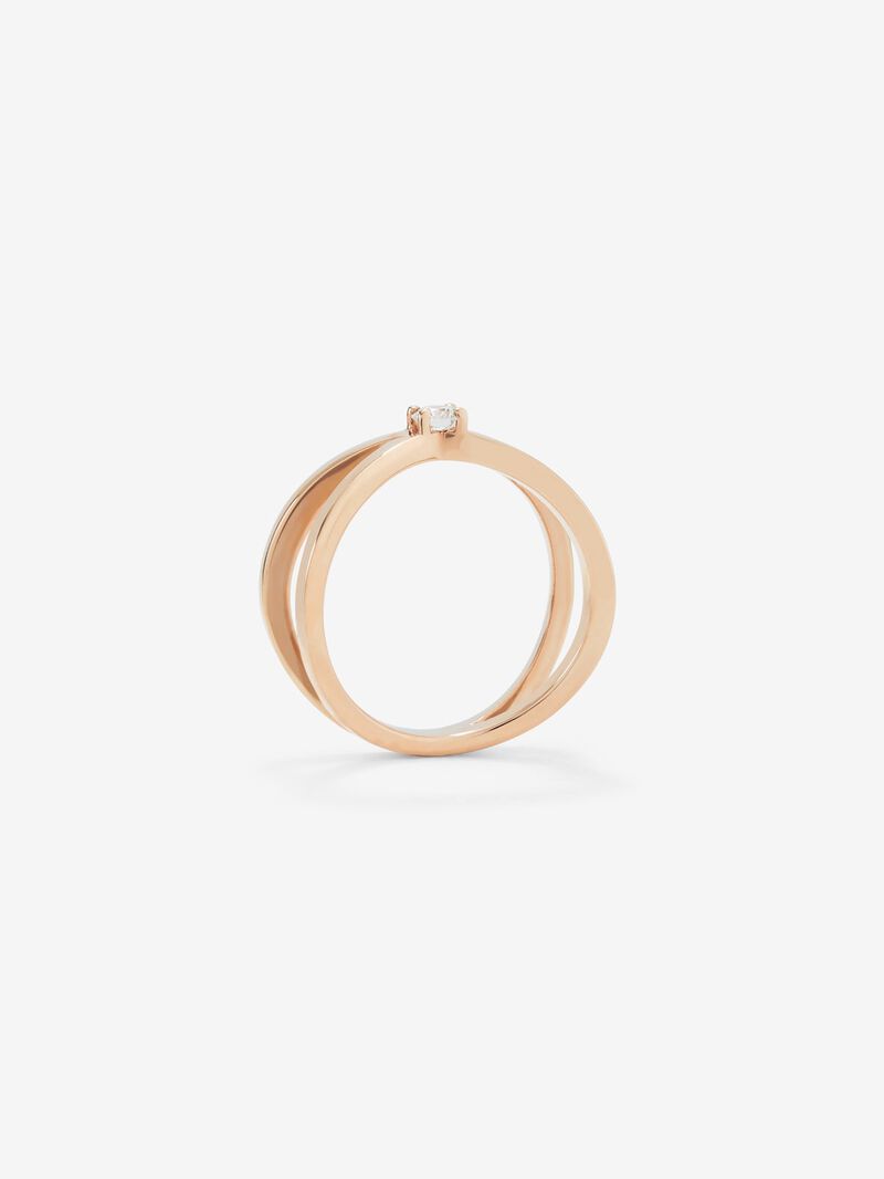 18K rose gold cross ring with 0.12 ct brilliant cut diamond image number 4