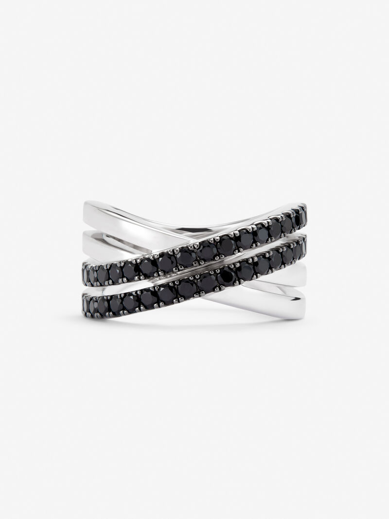 Cross multi-arm ring in 925 silver with 36 brilliant-cut black spinels with a total of 0.36 cts image number 3