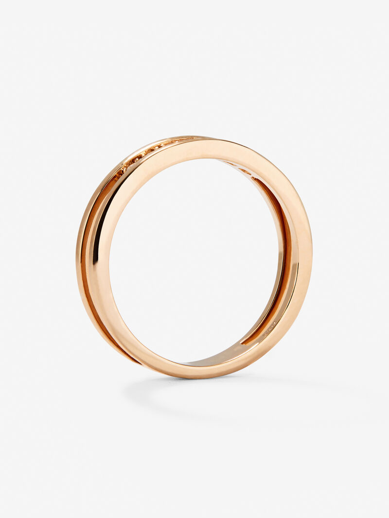 18K rose gold double ring with 7 brilliant-cut diamonds with a total of 0.1 cts image number 7
