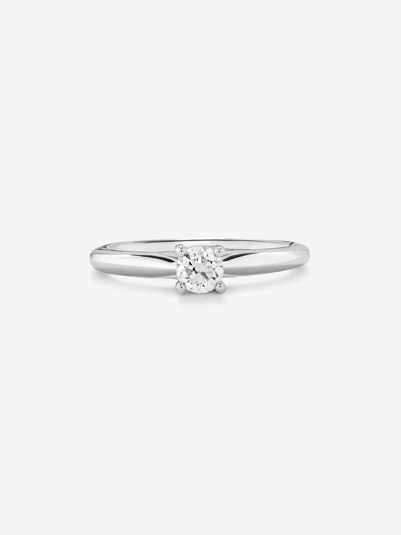 18K white gold solitaire ring with 0.08 ct brilliant cut diamond image number 1