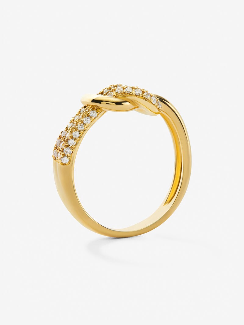18K yellow gold ring with white diamonds of 0.32 cts and knot shape image number 4