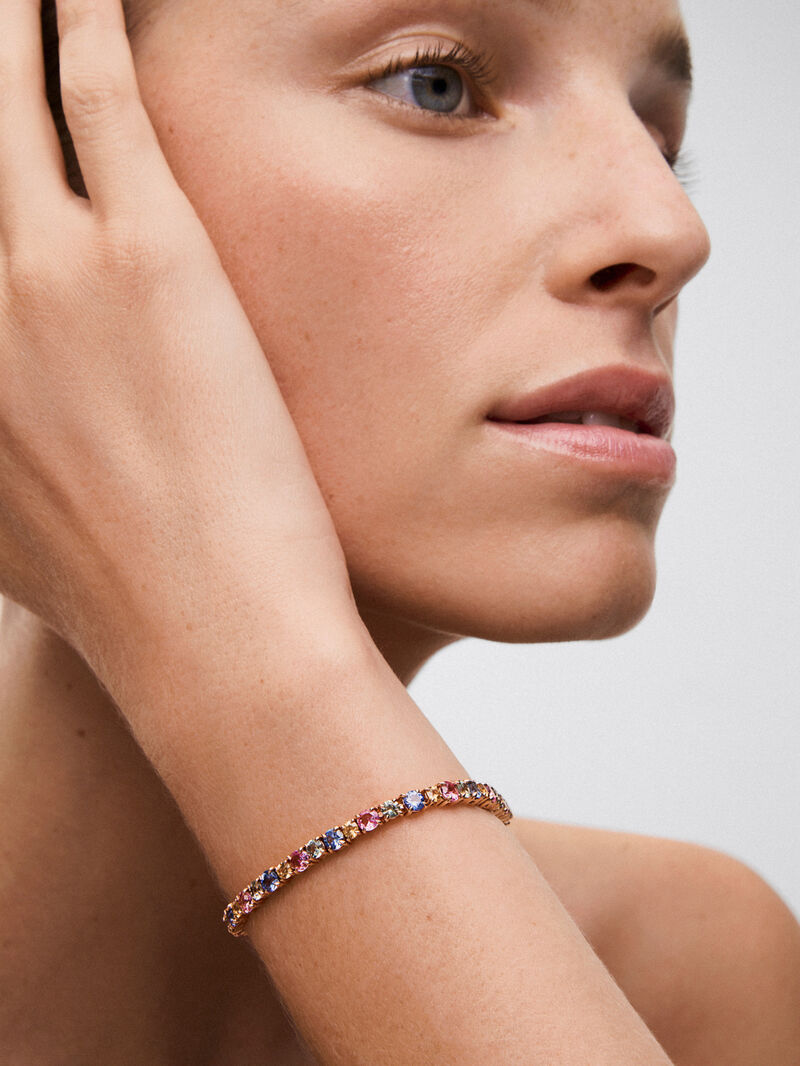 18K rose gold bracelet with 46 brilliant-cut multicolor sapphires image number 3