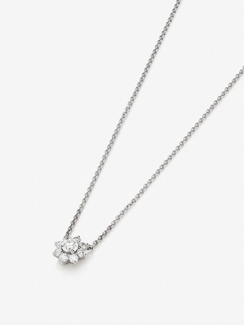 18K White Gold Flower Chain with solitary diamonds and diamond urla image number 2